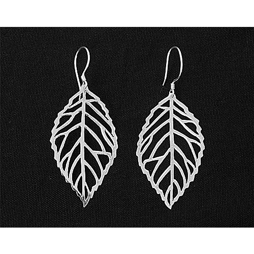 Sterling Silver 52mm Leaf Earring