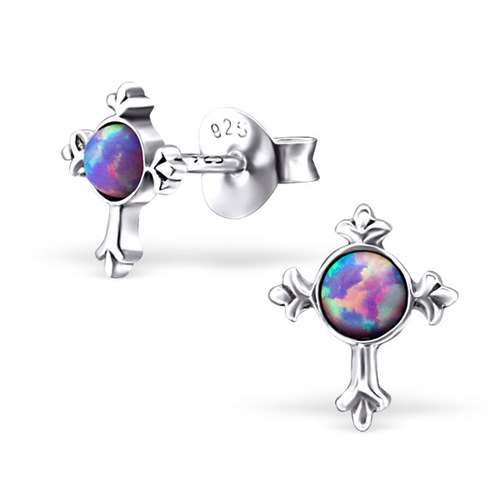 Opal Cross Studs