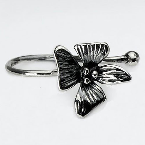 Sterling silver Flower Ear Cuff