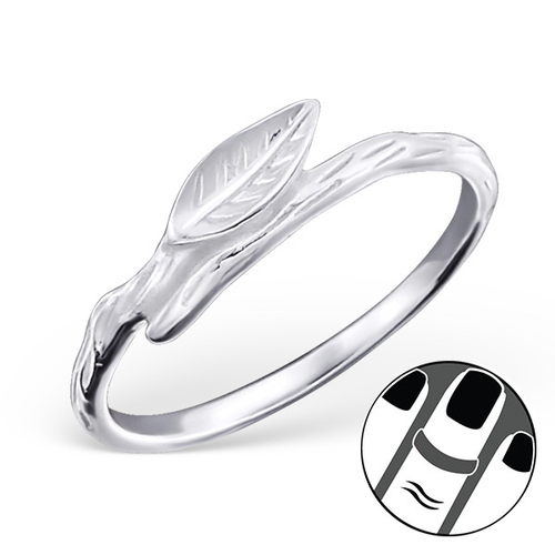 Sterling Leaf Midi Ring