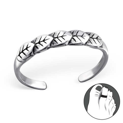 Sterling Silver Leaves Toe Ring