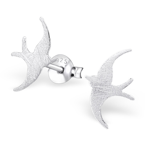 Sterling Matte Bird Studs