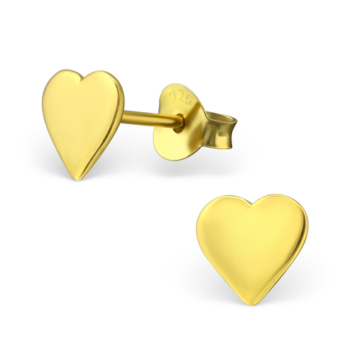 18K Gold Plated Sterling Silver Heart Studs