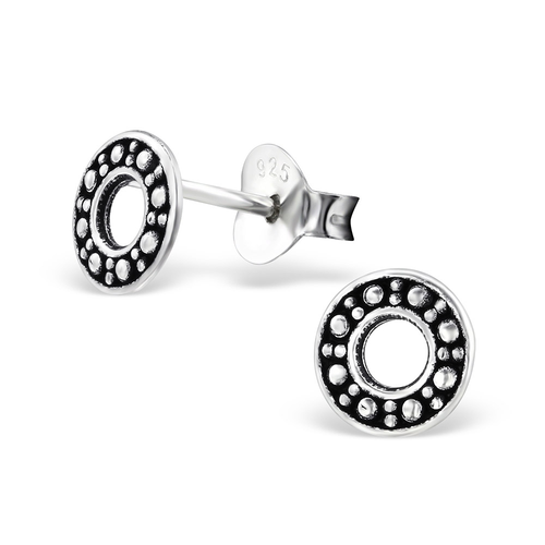 Sterling Silver Antique Style Circle Studs