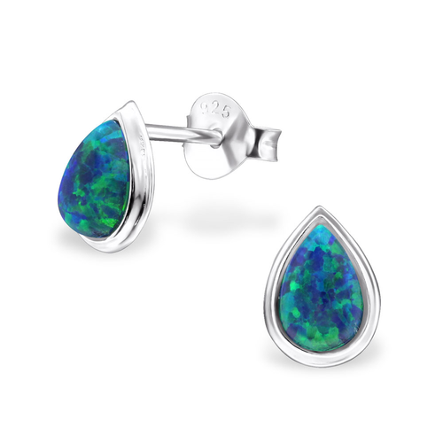 Sterling Silver and Opal Tear Drop Studs