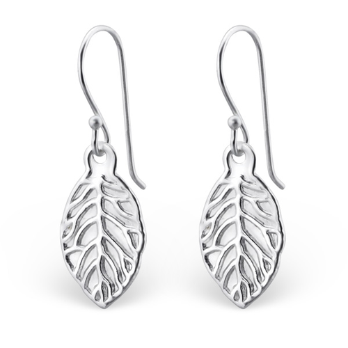 Silver Plated Sterling Silver Leaf Earrings