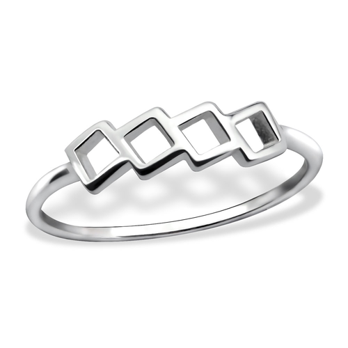 Silver Plated Sterling Silver Geometric Ring