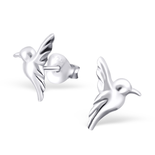 Silver Plated Sterling Silver Hummingbird Studs