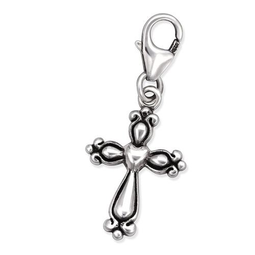 Silver Plated Sterling Silver Cross Charm
