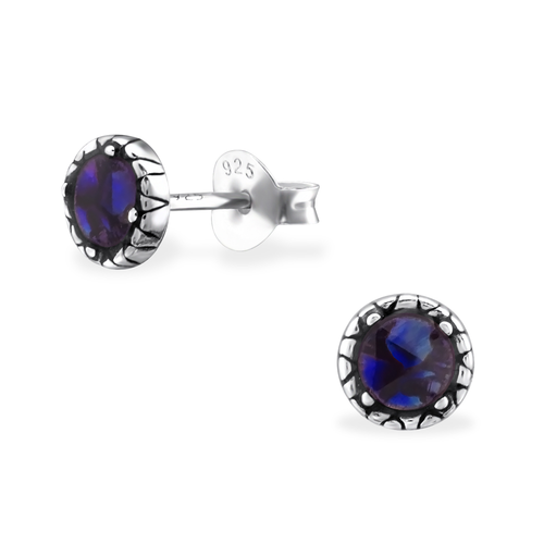 Sterling Silver and Resin -  Purple Paua Studs