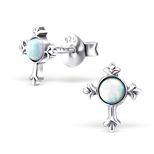 Opal Cross Studs