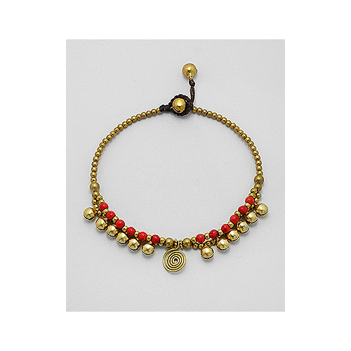 Waxed Cotton & Brass Anklet