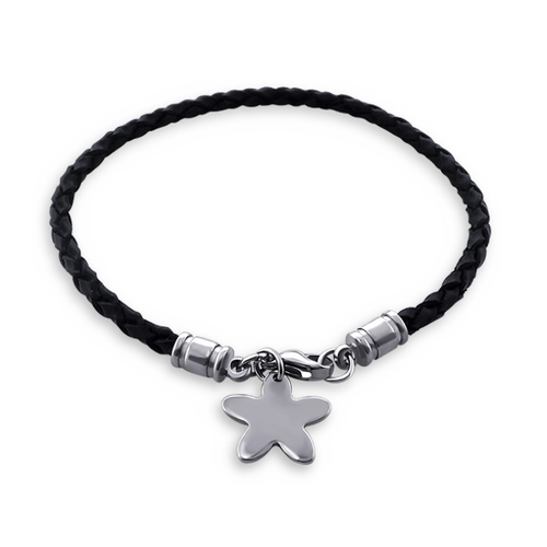 Surgical Steel and Leather Braid Star Bracelet