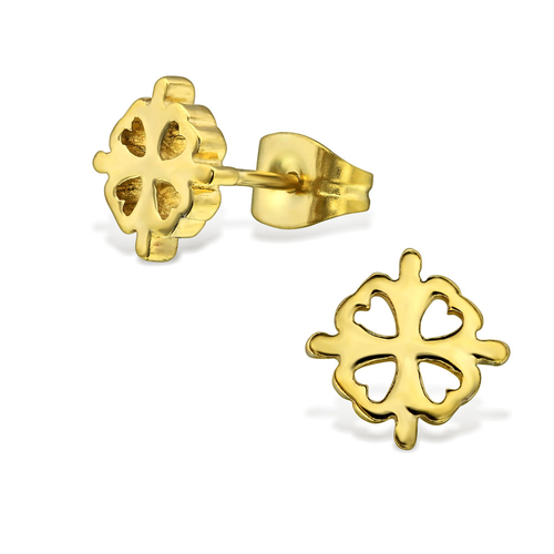 14K Gold Plated Surgical Steel Clover Studs