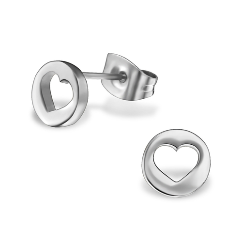 Surgical Steel Cut-Out Heart Studs