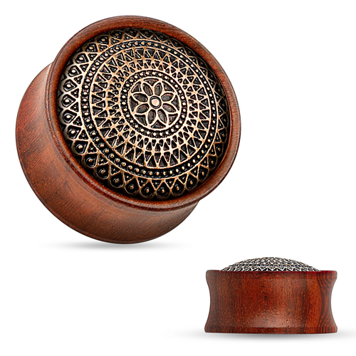 Rose Wood with Rose Gold Lattice Pattern Plug