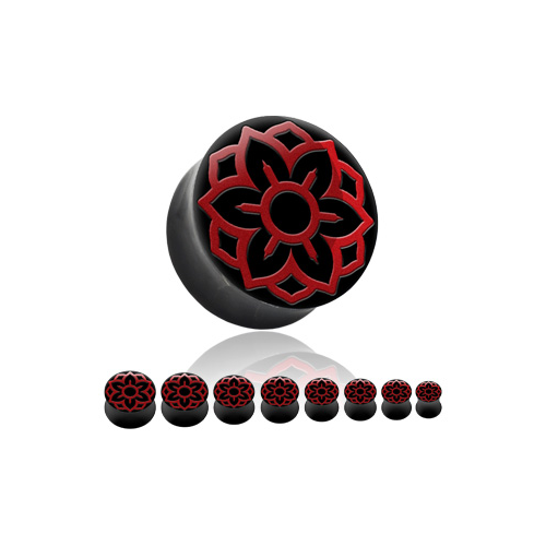 Horn Plug with Red Lotus Design