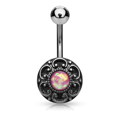 Surgical Steel and Opal Belly Bar