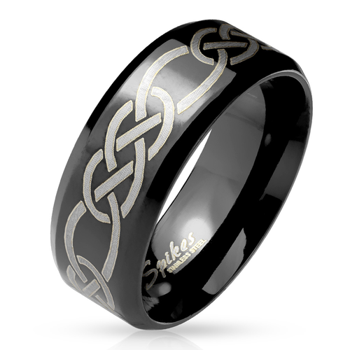 Black Plated Stainless Steel Tribal Knots Ring