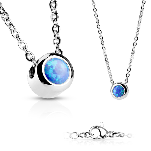Stainless Steel and Opal Necklace
