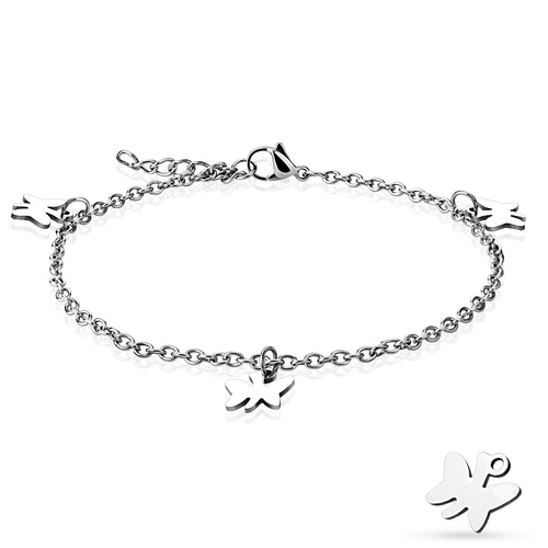 Stainless Steel Butterfly Charm Anklet