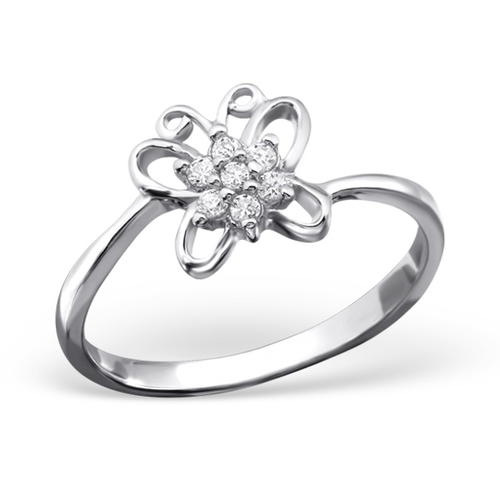 Sterling Silver and Cubic Zirconia Butterfly Ring