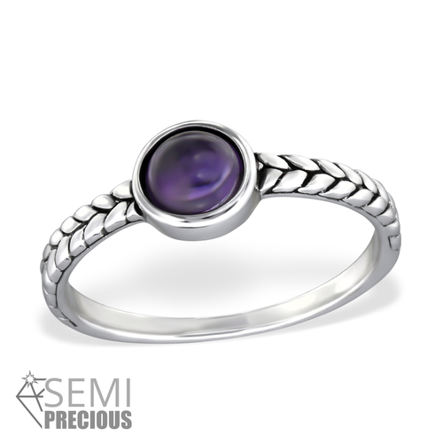 Sterling Silver and Amethyst Round Ring