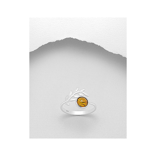 Sterling Silver & Amber Ring