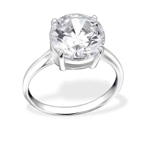 Sterling Silver & Cubic Zirconia Round Solitaire