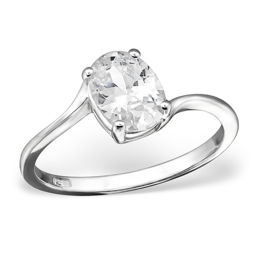 Sterling Silver & Oval Cubic Zirconia Ring