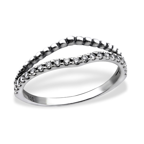 Sterling Silver & Cubic Zirconia Double Band Ring