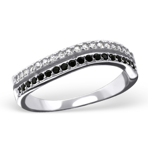 Sterling Silver & Cubic Zirconia Wave Ring