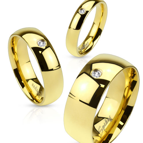 4mm Gold Plated Stainless Cubic Zirconia Band