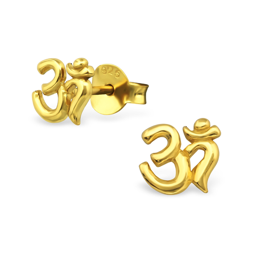 14K Gold Plated Om Studs