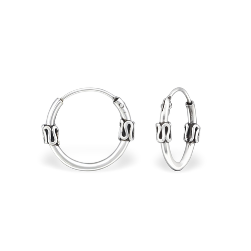 Sterling Silver 12mm Bali Hoops