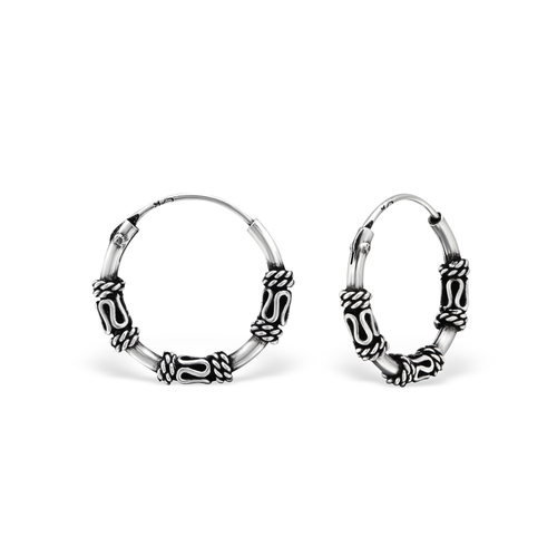 Sterling Silver 14mm Bali Hoop