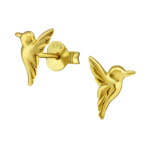 14K Gold Plated Hummingbird Studs