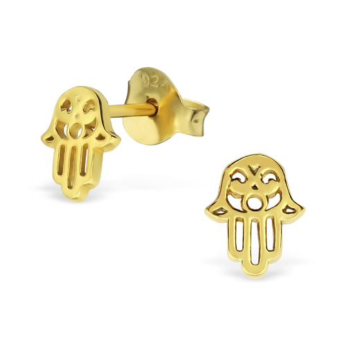 14K Gold Plated Hamsa Studs