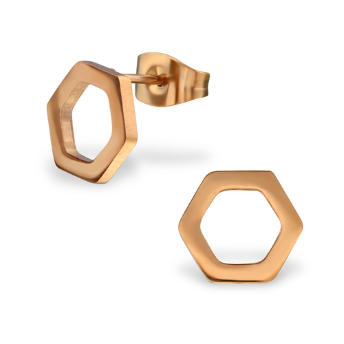 Rose Gold Hexagon Stud