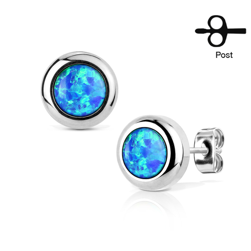 Bezel Set Opal Studs