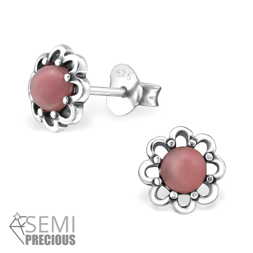 Gemstone Flower Studs