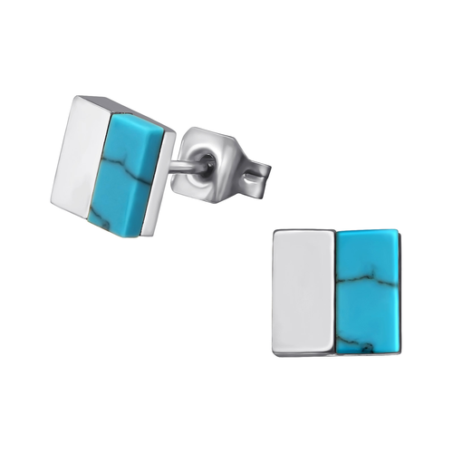 Surgical Steel & Turquoise Square Studs