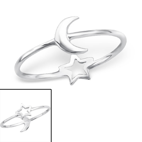 Moon & Star Ring
