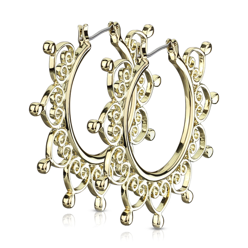 Heart Filigree Hoops