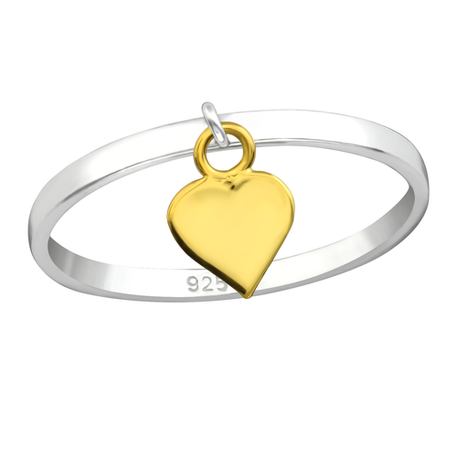 Gold Plated Hanging Heart Ring