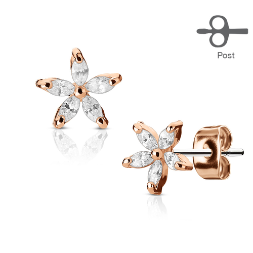 Cubic Zirconia Flower Studs