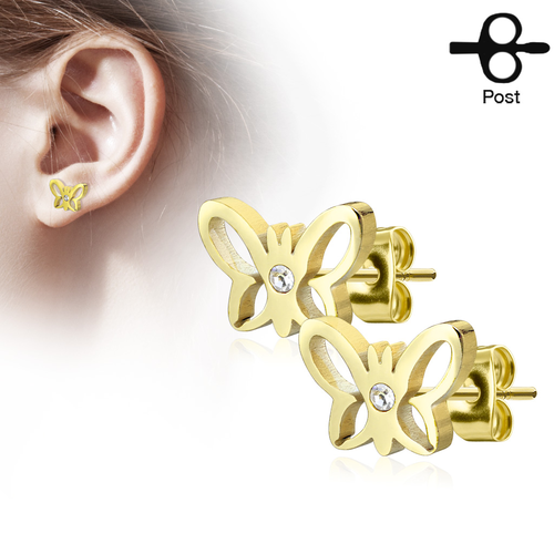 Crystal Centre Butterfly Studs
