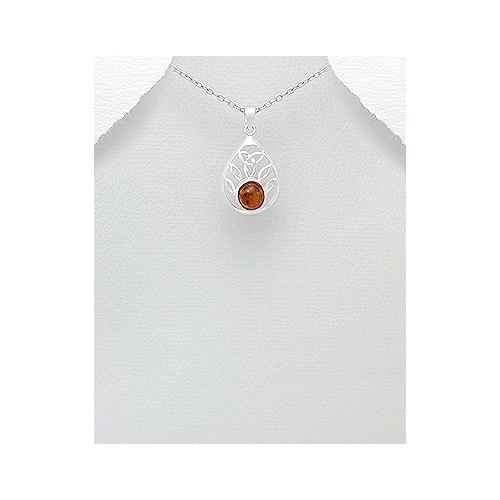 Sterling Silver & Amber Pendant