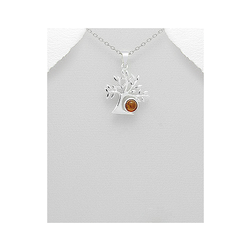 Sterling Silver & Amber Tree Pendant