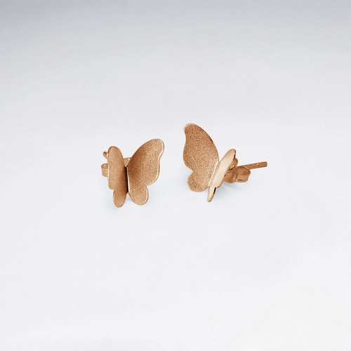 Rose Gold Plated Butterfly Studs